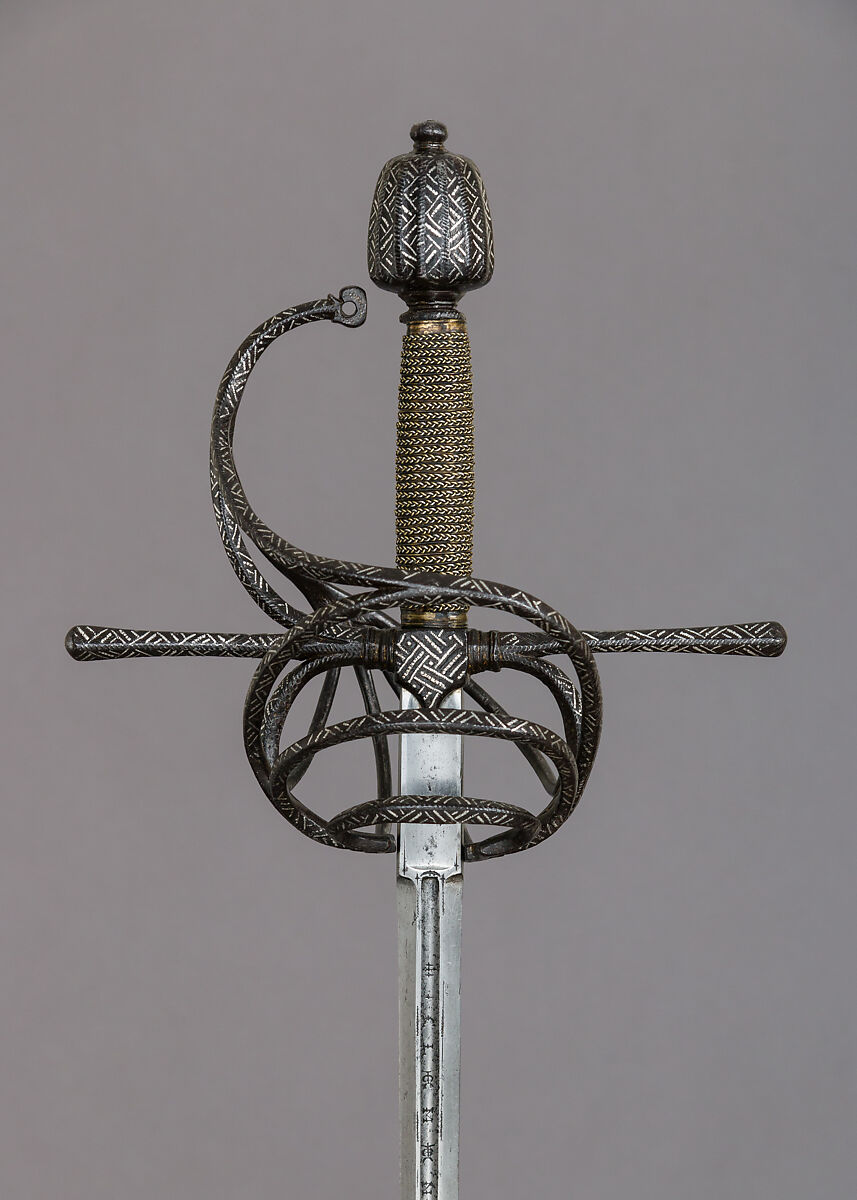 Rapier, Blade by Clemens Hartkopf (German, Solingen, active ca. 1625), Steel, silver, wood, copper alloy, hilt, Italian; blade, German, Solingen