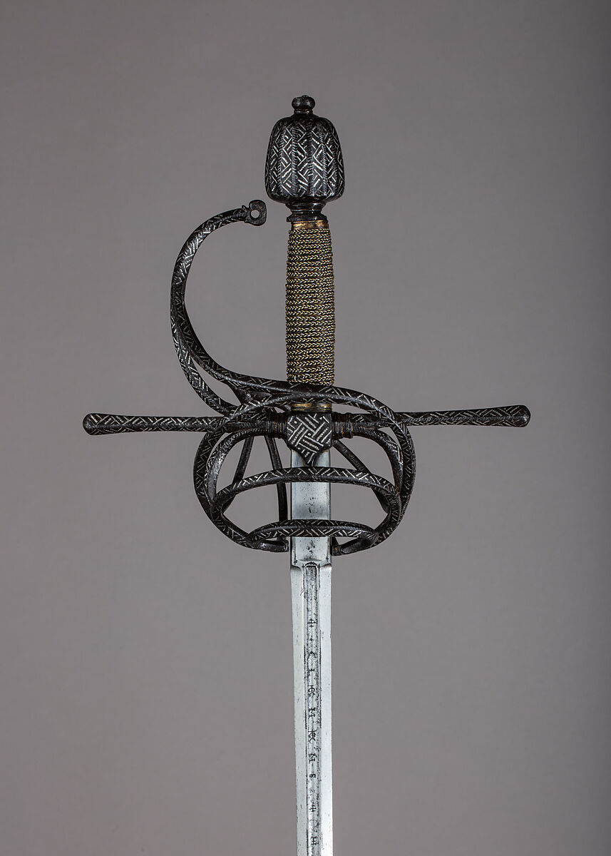 Rapier, Blade by Clemens Hartkopf (German, Solingen, active ca. 1625), Steel, silver, wood, copper alloy, hilt, Italian; blade, German, Solingen 