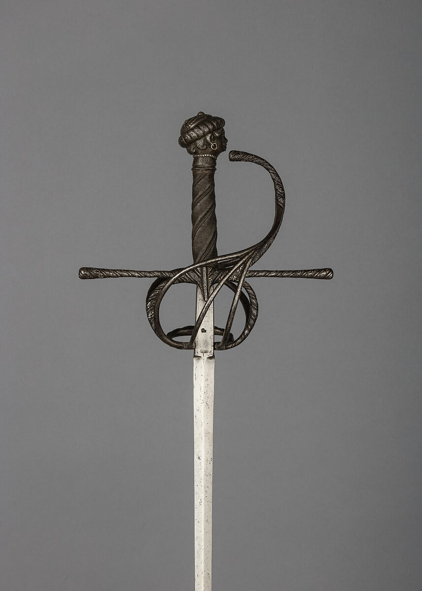 Rapier, Steel, silver wire, iron wire, wood, Italian