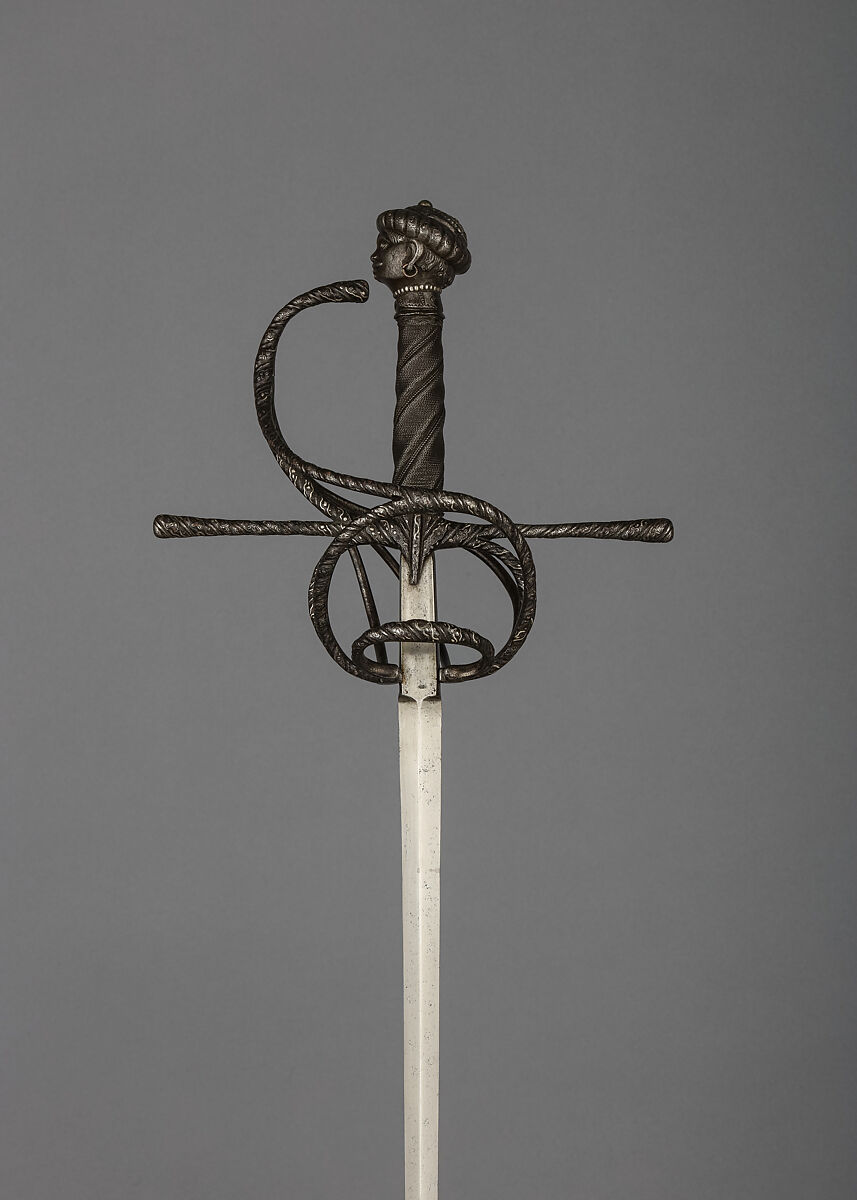 Rapier, Steel, silver wire, iron wire, wood, Italian 
