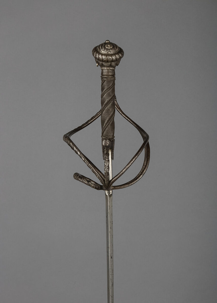 Rapier, Steel, silver wire, iron wire, wood, Italian