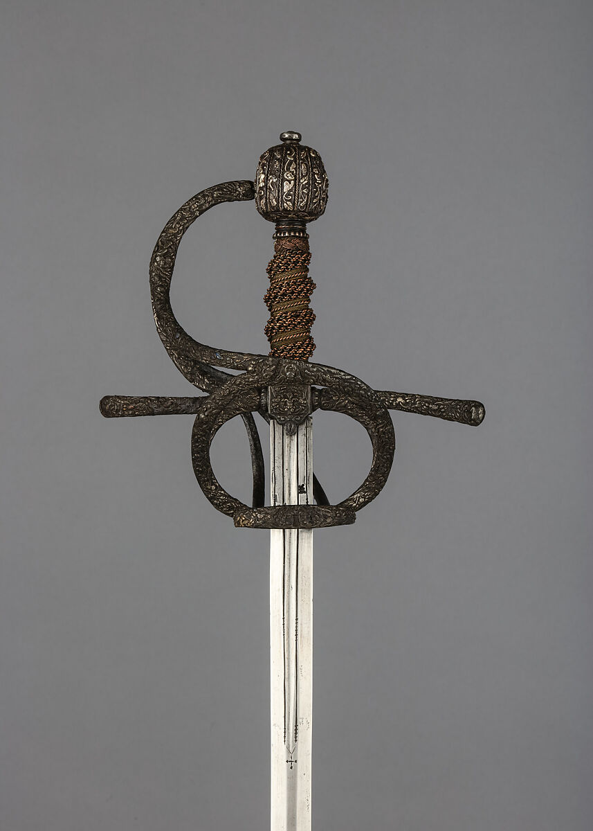 Rapier, Steel, silver, brass wire, Italian 