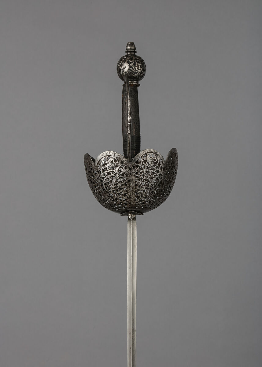 Cup-Hilted Rapier, Steel, wood, Italian
