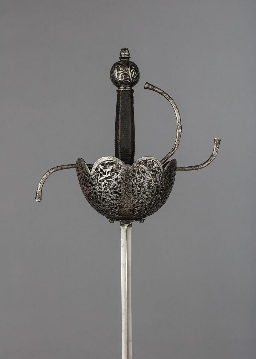 Cup-Hilted Rapier, Steel, wood, Italian