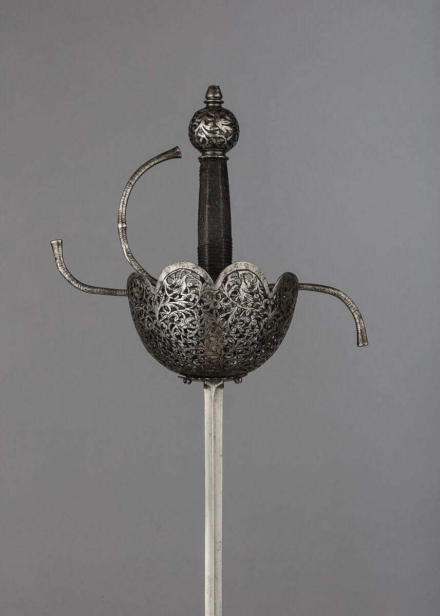 Cup-Hilted Rapier, Steel, wood, Italian 