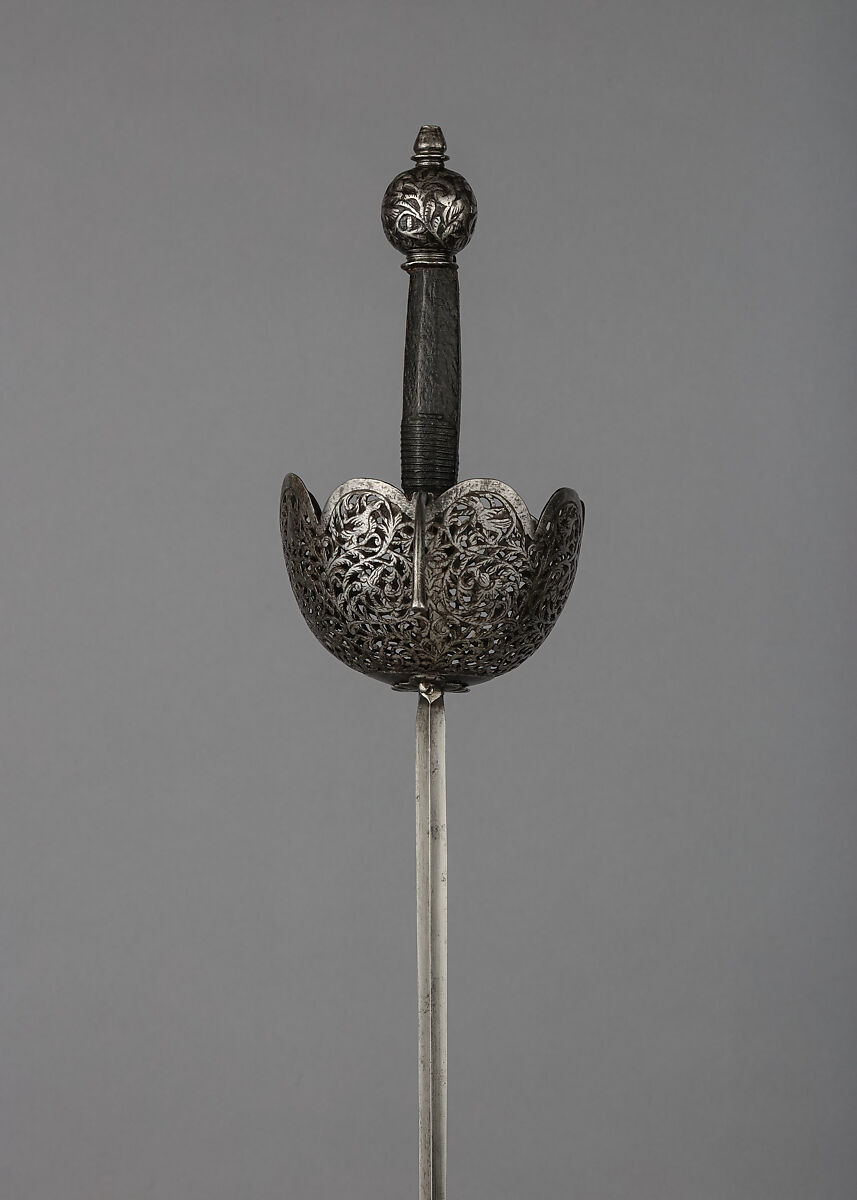 Cup-Hilted Rapier, Steel, wood, Italian