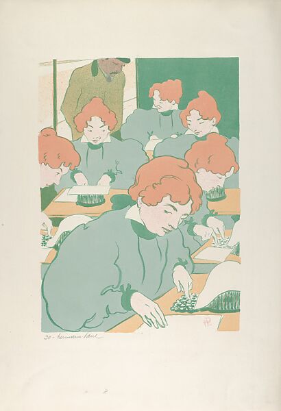 The Typists, René-Georges Hermann-Paul (French, Paris 1874–1940 Saintes-Maries-de-la-Mer), Color lithograph 