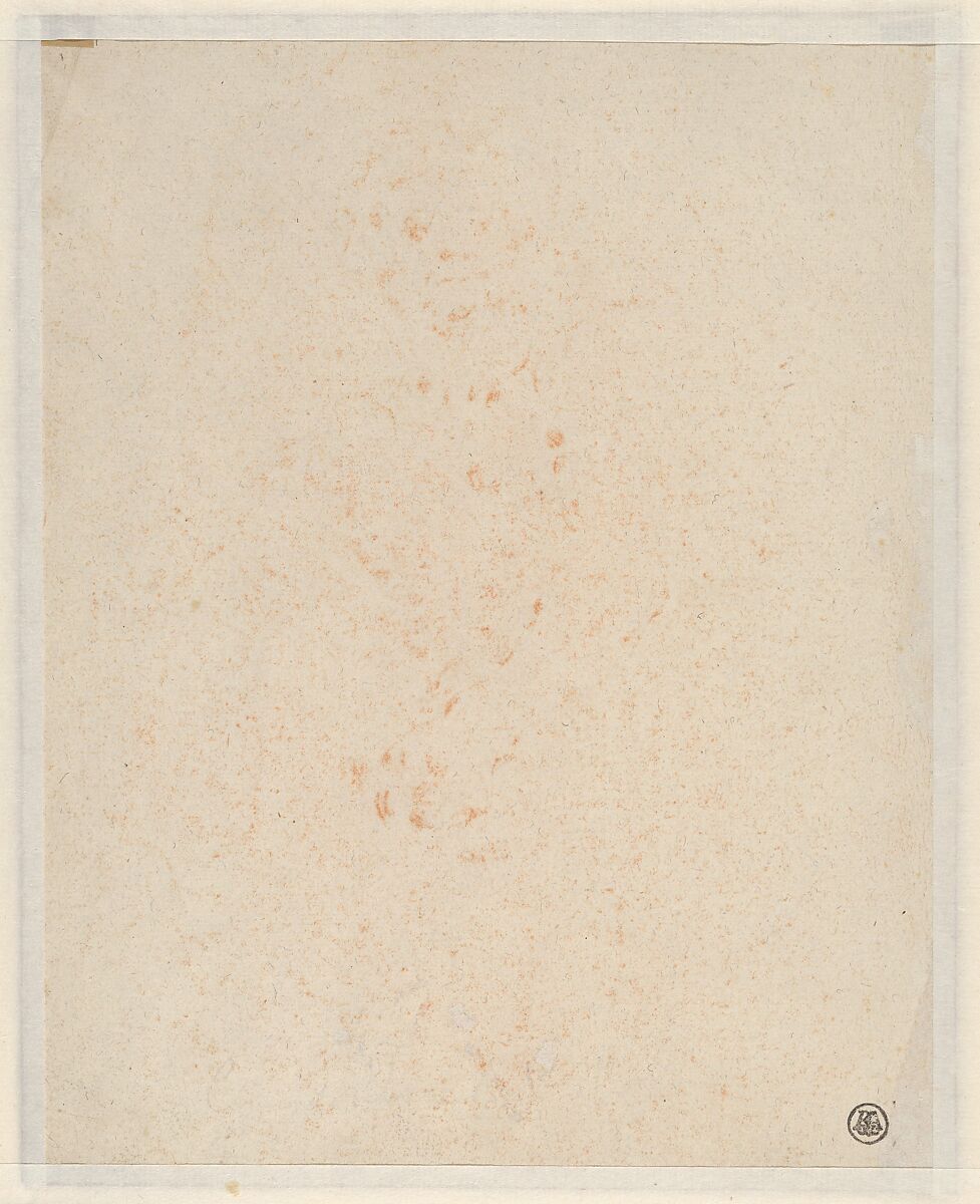 Study of a Bearded and Turbaned Man Carrying a Chest, Pieter Lastman (Dutch, Amsterdam 1583–1633 Amsterdam), Red and black chalk, heightened with white chalk, on yellow-orange prepared paper; framing line in red chalk, by the artist