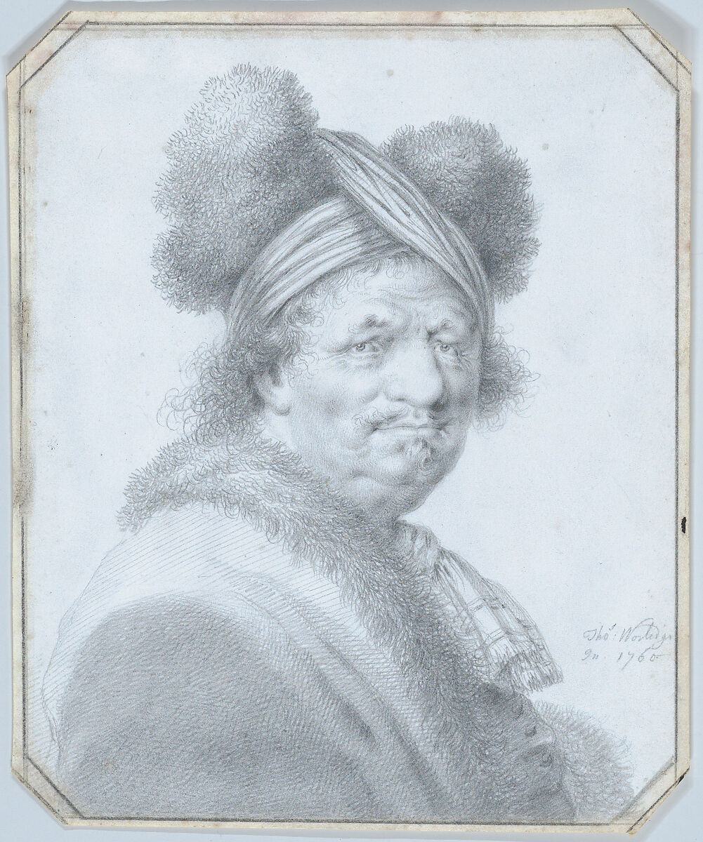 Portrait of a man dressed in furs, Thomas Worlidge (British, Peterborough 1700–1766 Hammersmith), Graphite on vellum 