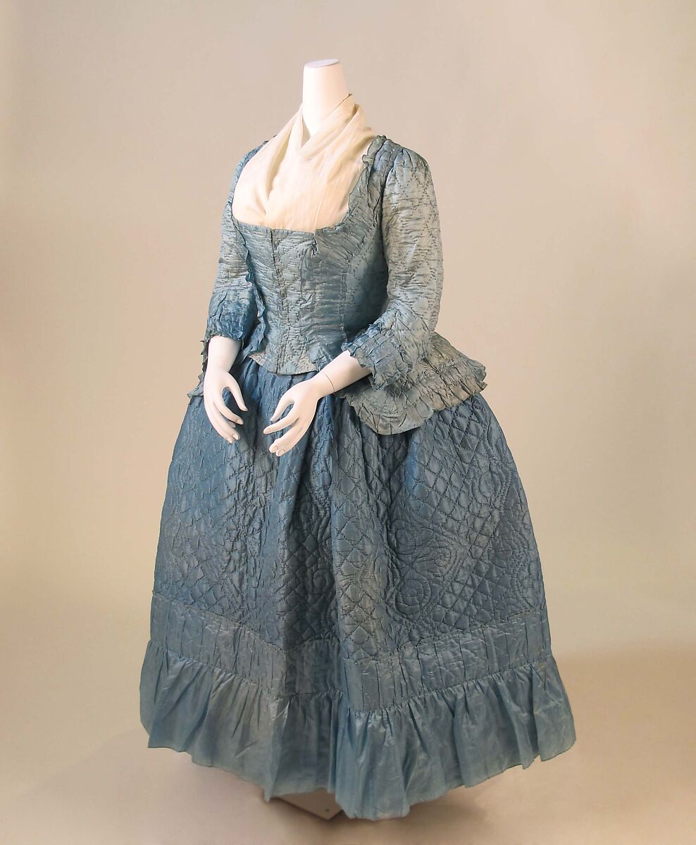 Ensemble, silk, linen, cotton, metal, French