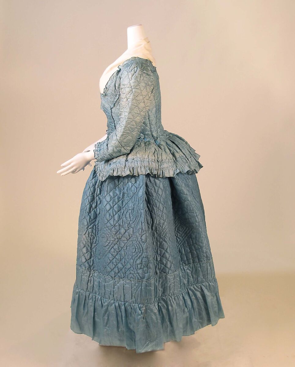 Ensemble, silk, linen, cotton, metal, French