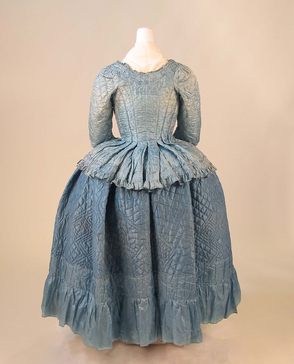 Ensemble, silk, linen, cotton, metal, French