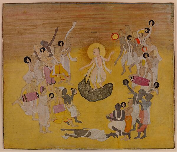 Chaitanya Dances in Ecstasy, Opaque watercolor on paper 