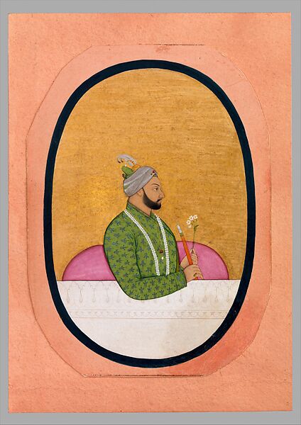 Raja Balwant Singh Holding a Narcissus, Nainsukh (active ca. 1735–78), Opaque watercolor and gold  on paper 