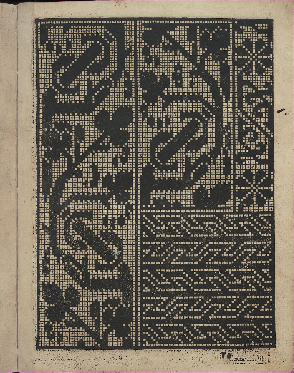 Libbretto nouellamete composto per maestro Domenico da Sera...lauorare di ogni sorte di punti, page 4 (recto), Domenico da Sera (French, active Italy, 16th century), Woodcut 