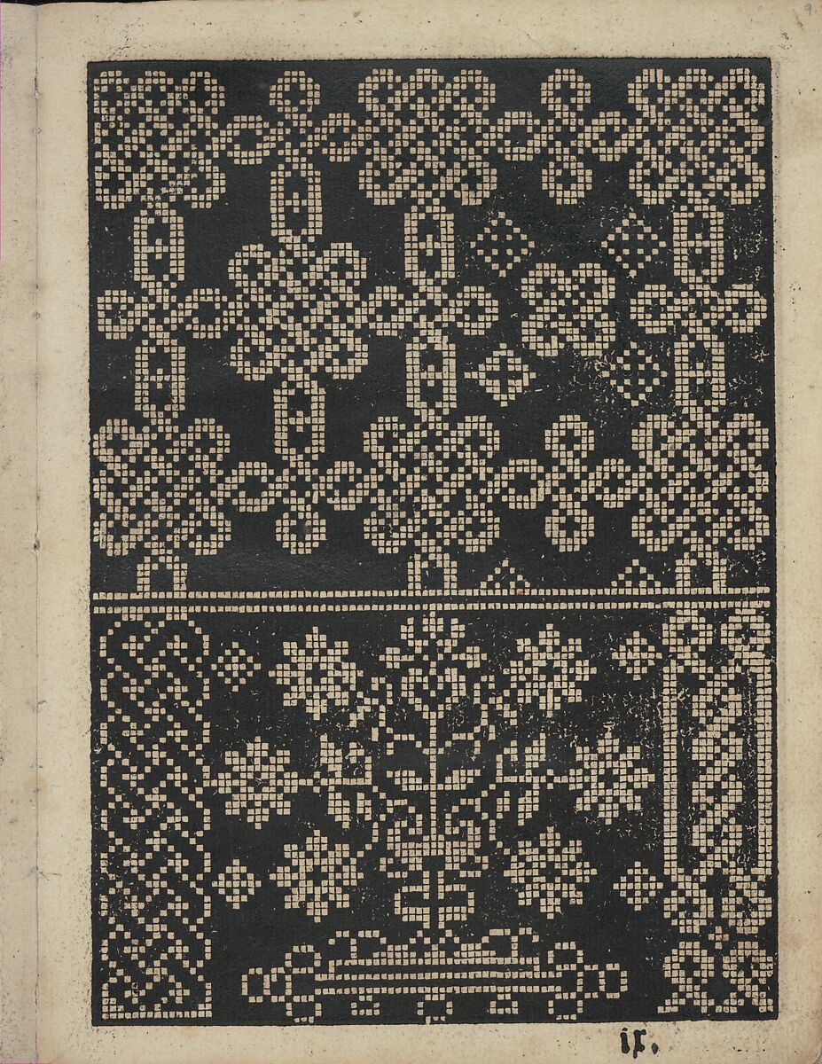 Libbretto nouellamete composto per maestro Domenico da Sera...lauorare di ogni sorte di punti, page 9 (recto), Domenico da Sera (French, active Italy, 16th century), Woodcut 