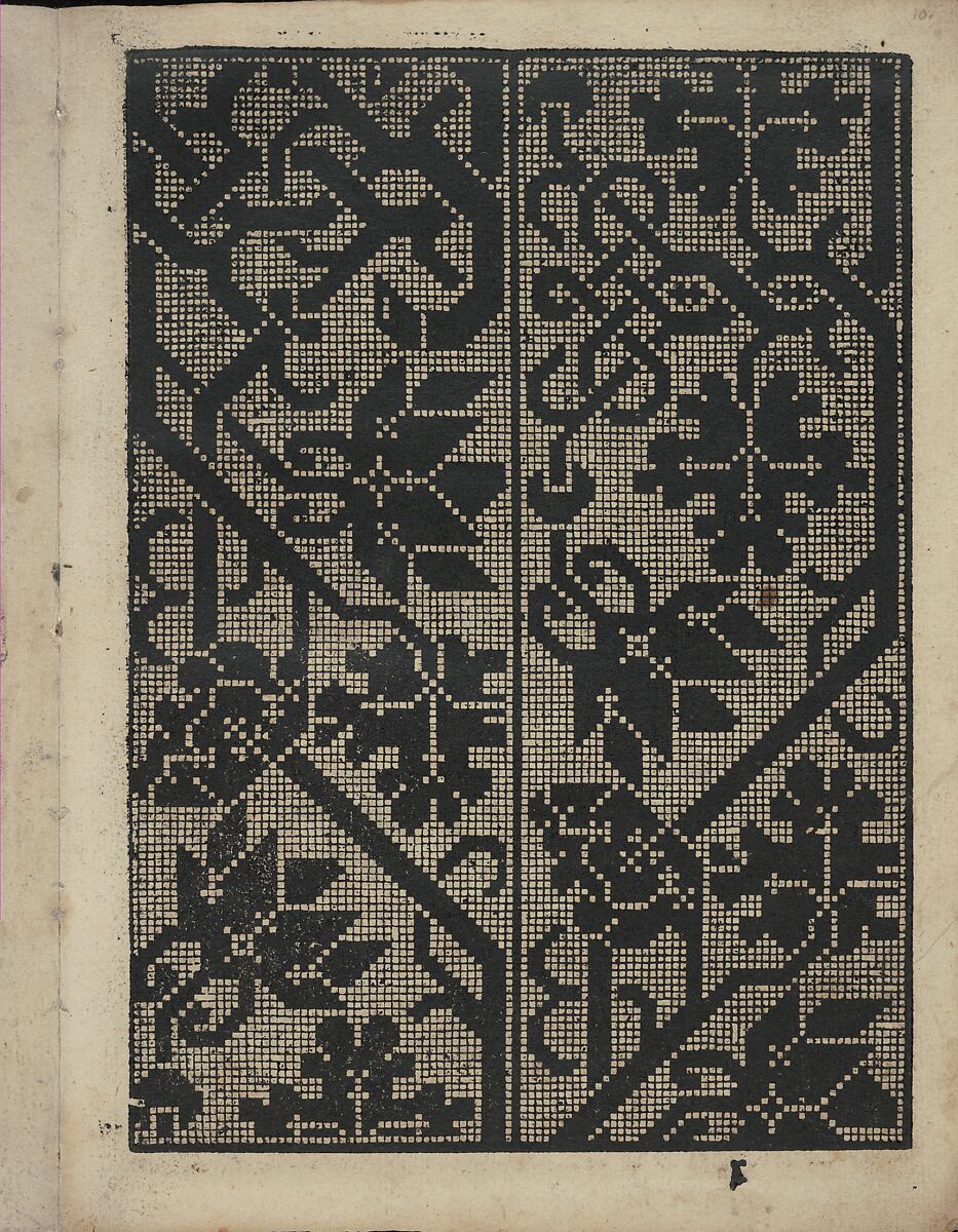 Libbretto nouellamete composto per maestro Domenico da Sera...lauorare di ogni sorte di punti, page 10 (recto), Domenico da Sera (French, active Italy, 16th century), Woodcut 