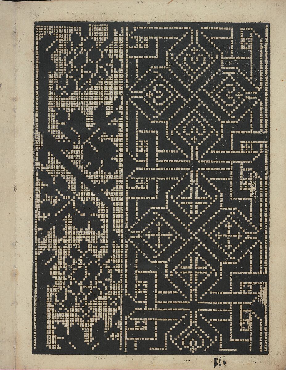 Libbretto nouellamete composto per maestro Domenico da Sera...lauorare di ogni sorte di punti, page 11 (recto), Domenico da Sera (French, active Italy, 16th century), Woodcut 