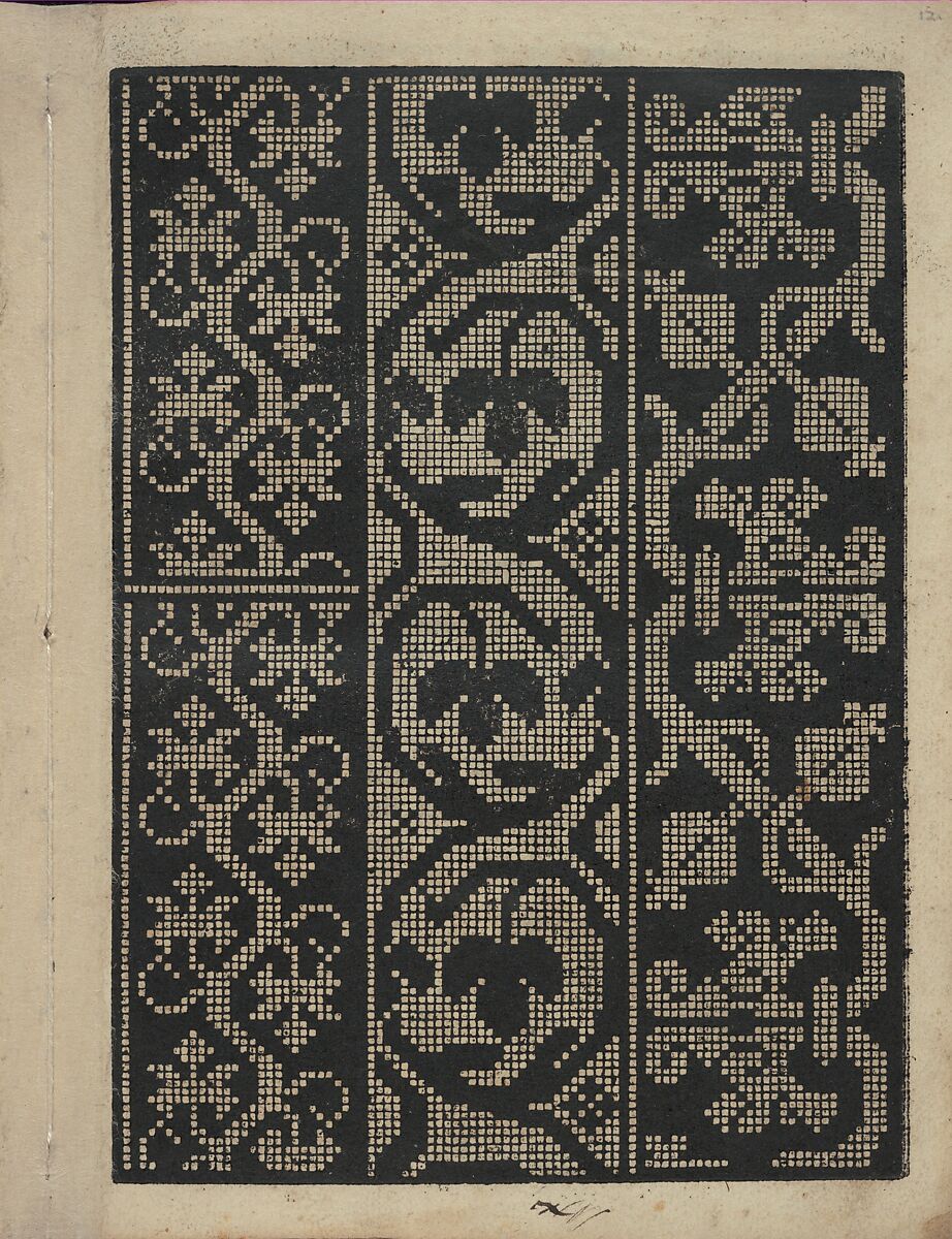 Libbretto nouellamete composto per maestro Domenico da Sera...lauorare di ogni sorte di punti, page 12 (recto), Domenico da Sera (French, active Italy, 16th century), Woodcut 