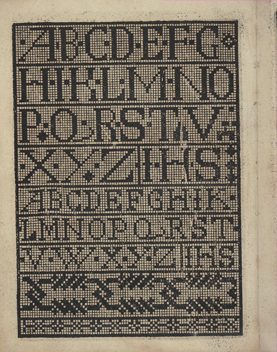 Libbretto nouellamete composto per maestro Domenico da Sera...lauorare di ogni sorte di punti, page 14 (verso), Domenico da Sera (French, active Italy, 16th century), Woodcut 