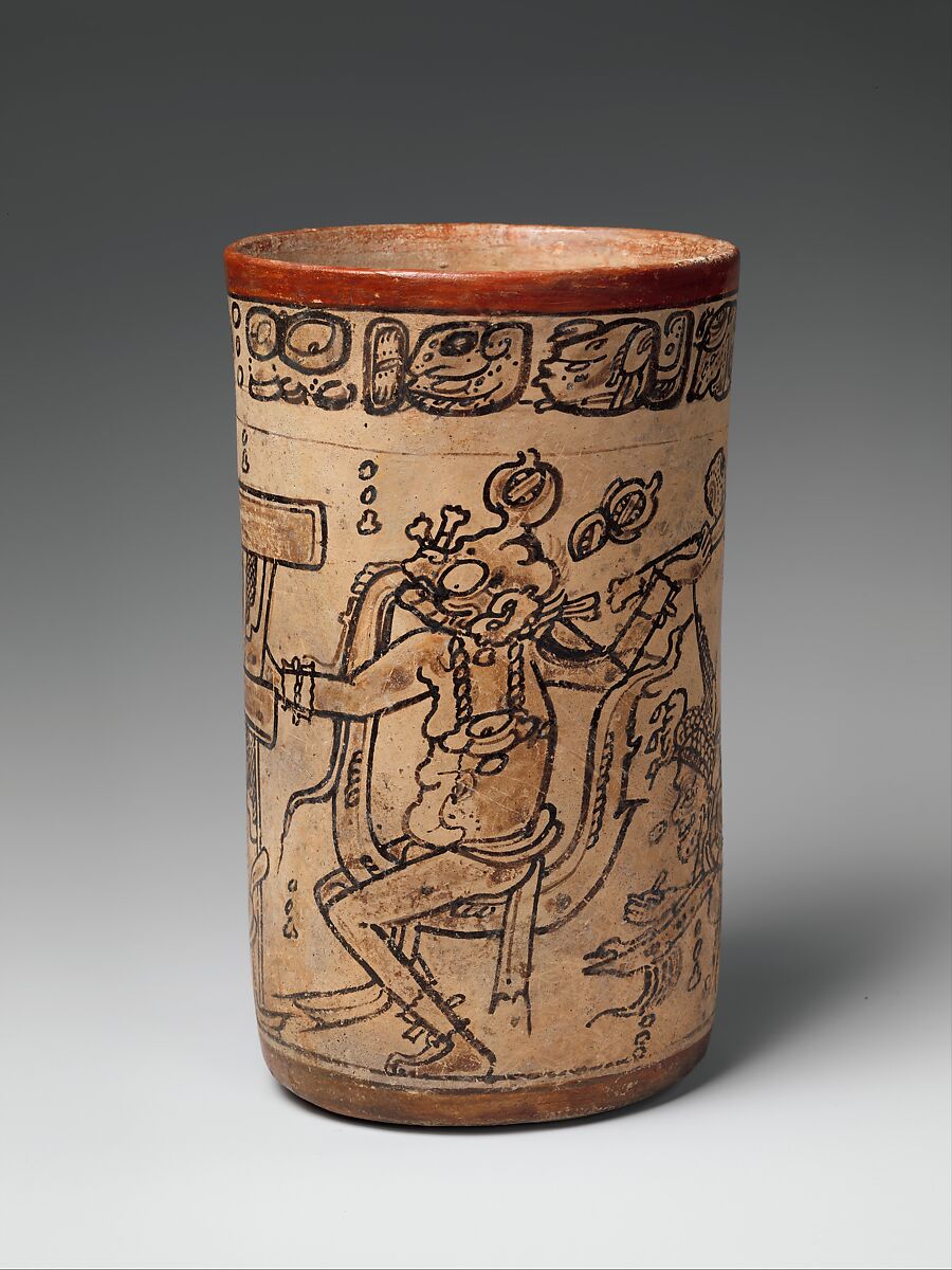 Vessel with mythological scene, Ceramic, Maya 