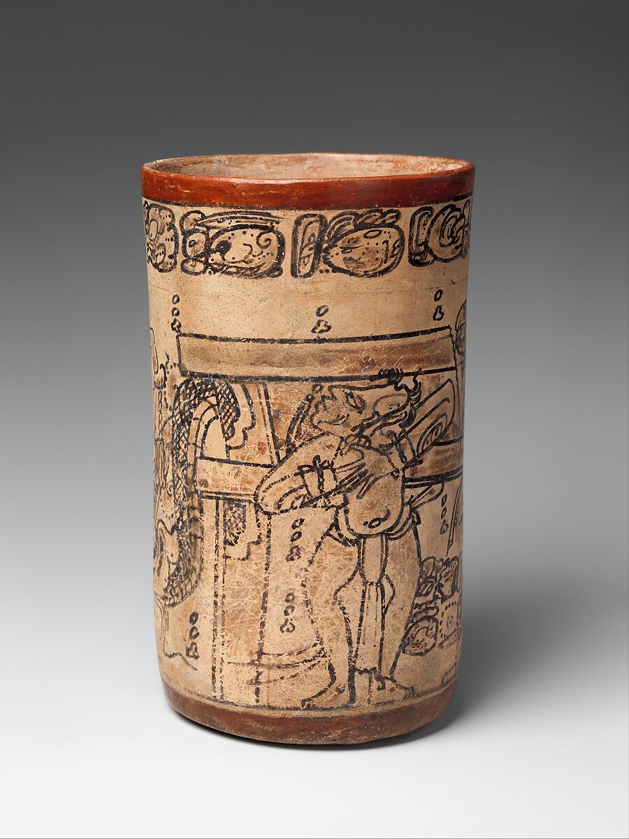 Vessel with mythological scene, Maya artist(s), Ceramic, Maya
