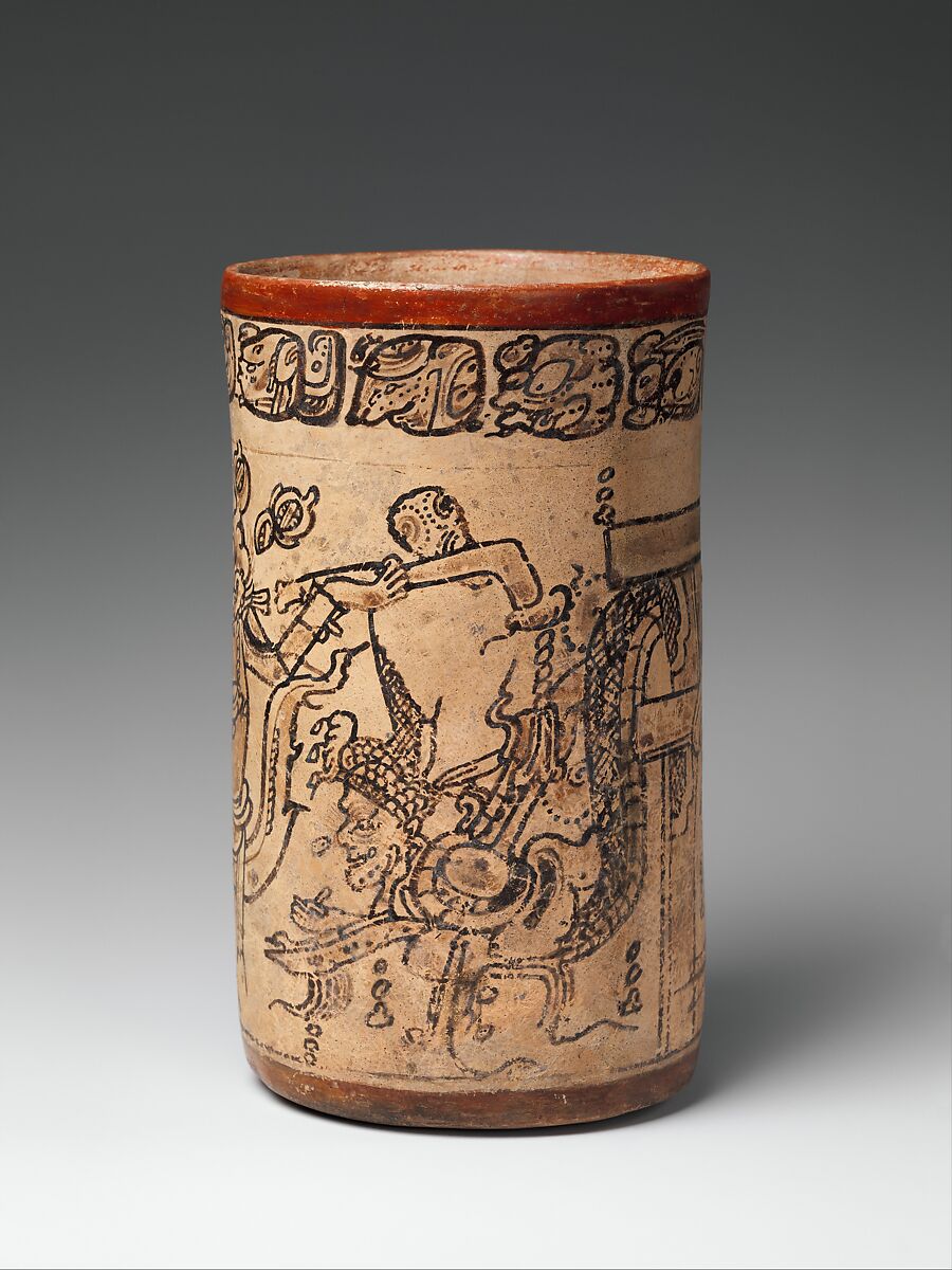 Vessel with mythological scene, Maya artist(s), Ceramic, Maya