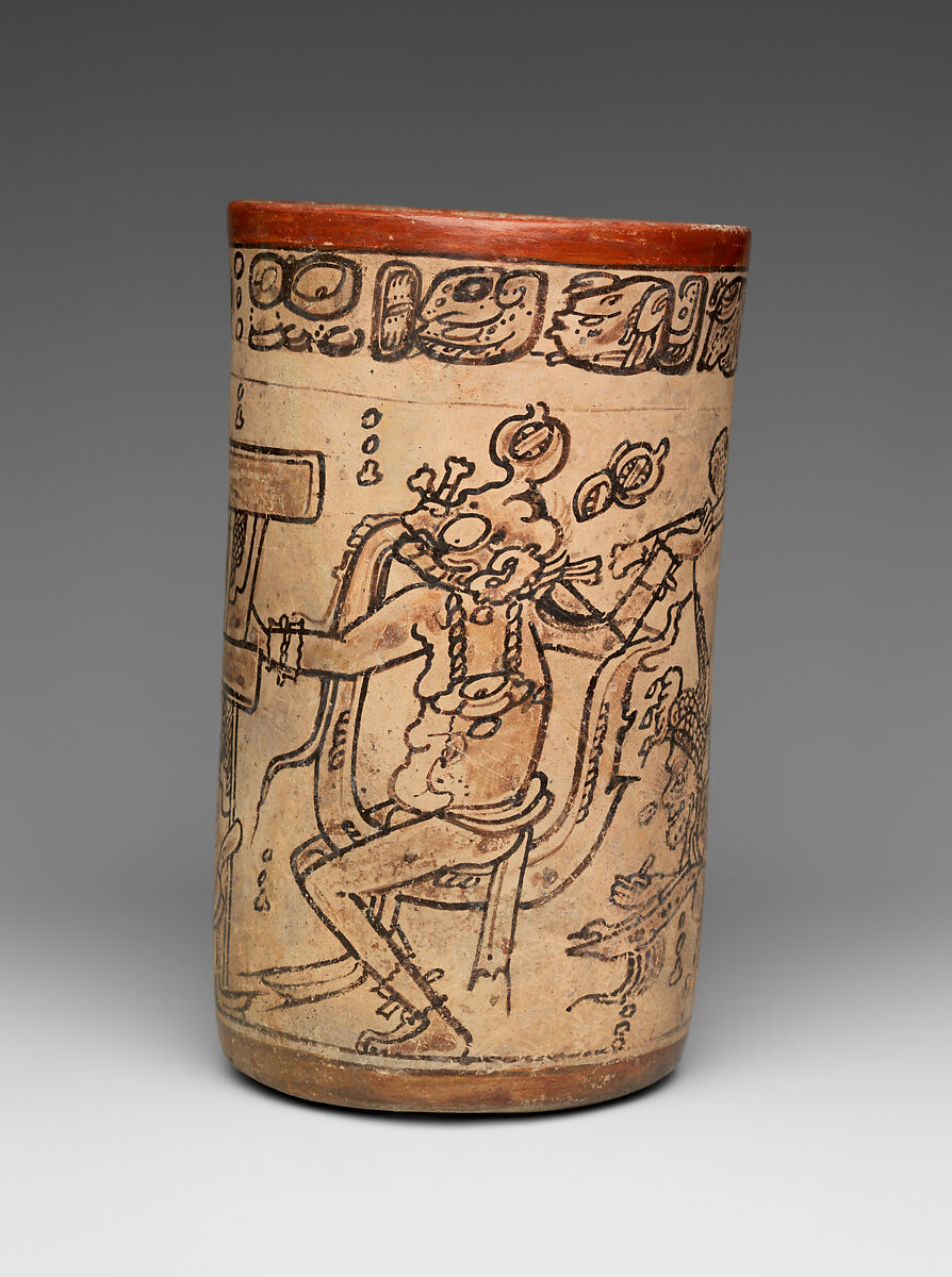 Vessel with mythological scene, Maya artist(s), Ceramic, Maya