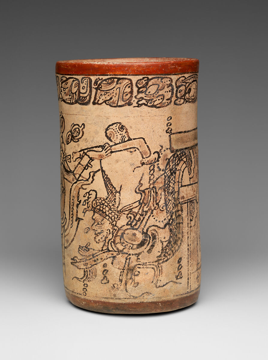 Vessel with mythological scene, Maya artist(s), Ceramic, Maya