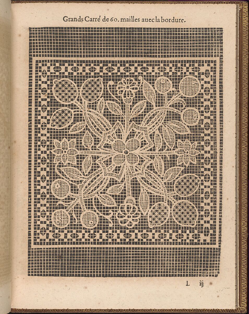 La Pratique de l'Aiguille, page 41 (recto), Matthias Mignerak, Woodcut 