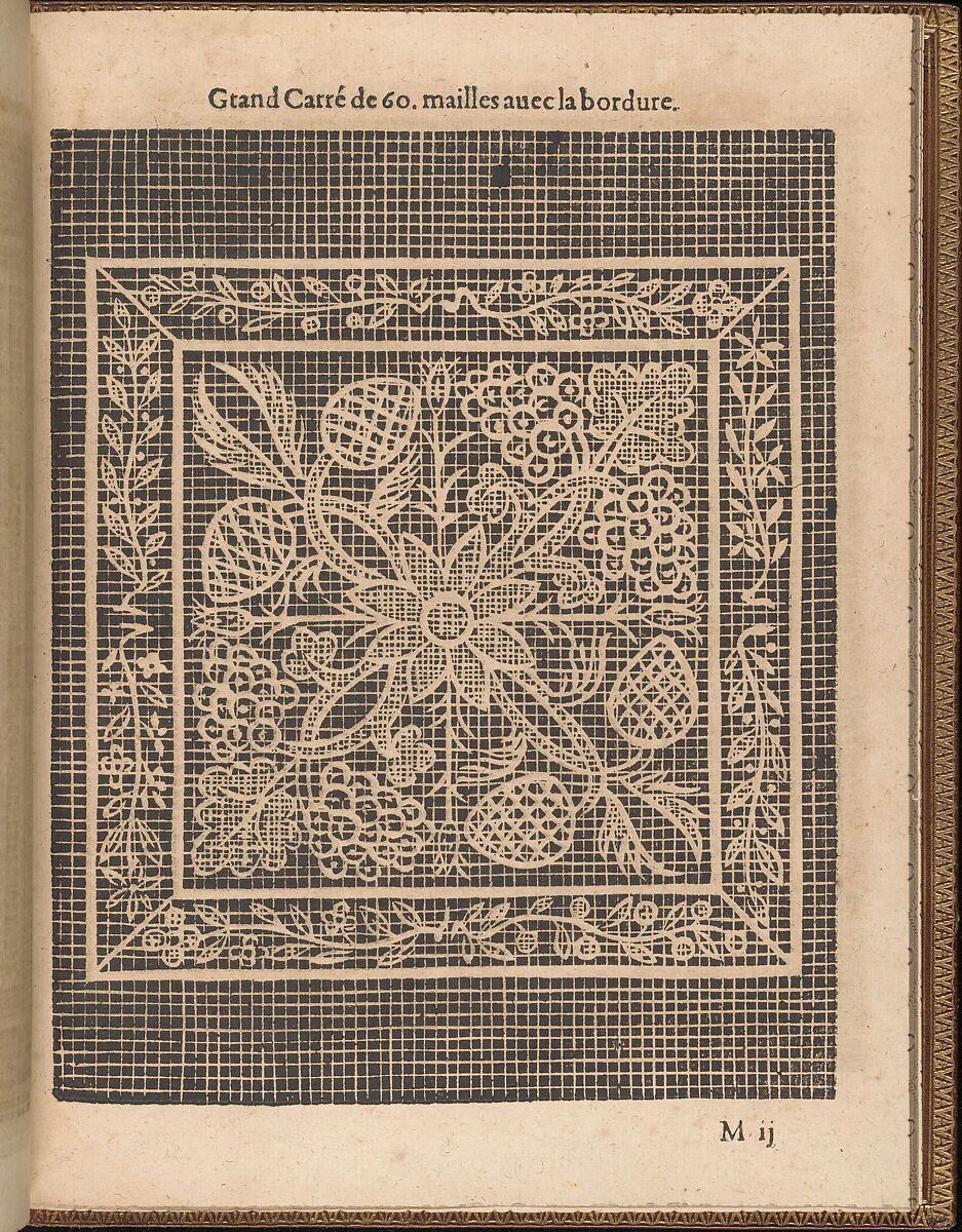 La Pratique de l'Aiguille, page 45 (recto), Matthias Mignerak, Woodcut 