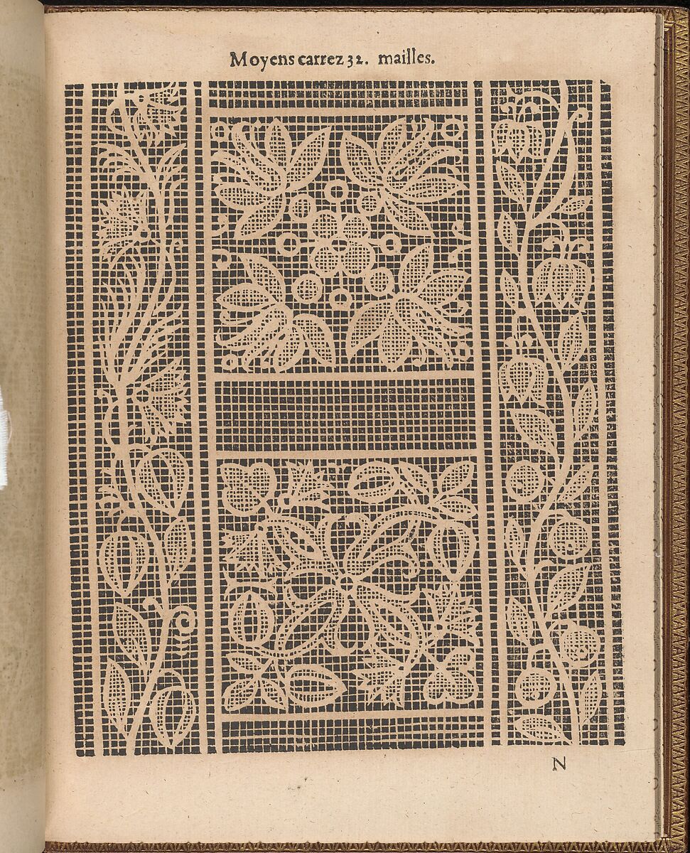 La Pratique de l'Aiguille, page 48 (recto), Matthias Mignerak, Woodcut 