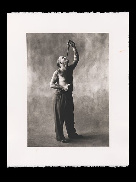 Sword Swallower, New York, Irving Penn (American, Plainfield, New Jersey 1917–2009 New York), Platinum-palladium print 