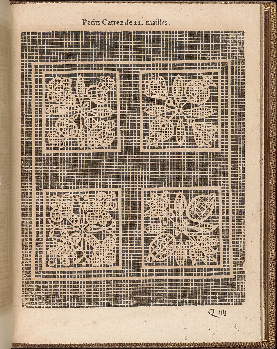 La Pratique de l'Aiguille, page 63 (recto), Matthias Mignerak, Woodcut 