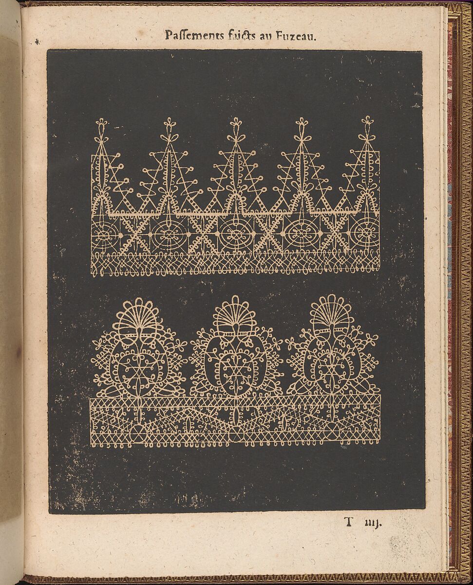 La Pratique de l'Aiguille, page 75 (recto), Matthias Mignerak, Woodcut 