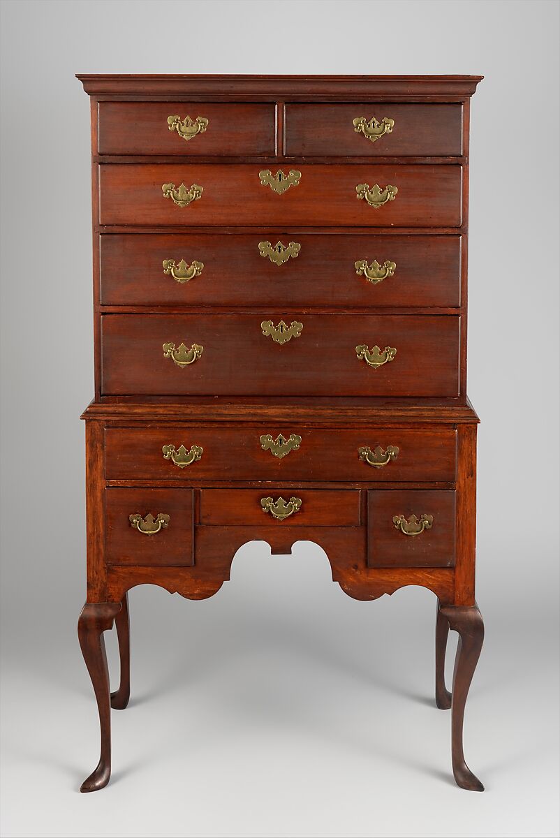 High chest, Christopher Townsend (1701–1773), Mahogany, chestnut, and white pine, American