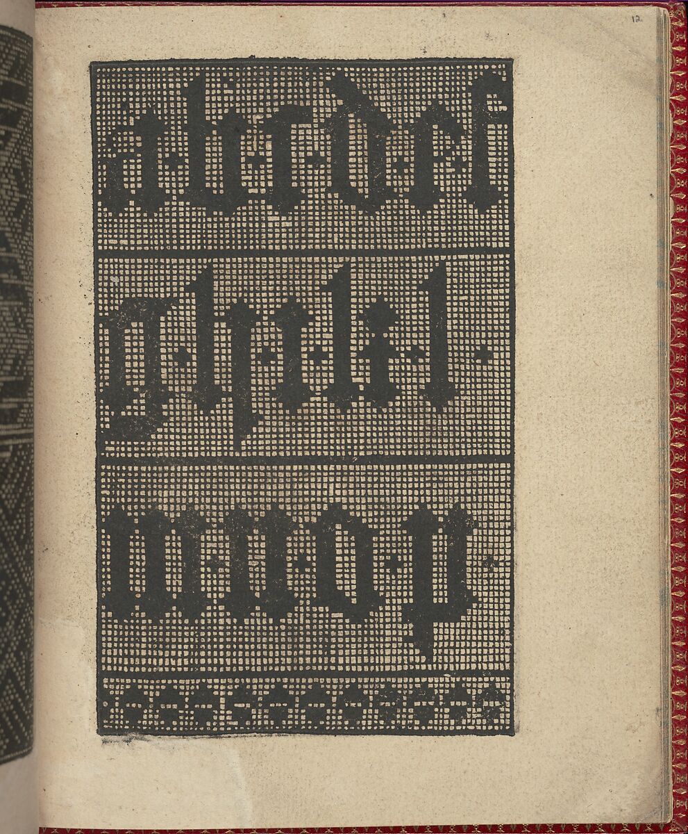 Ce est ung tractat de la noble art de leguille ascavoir ouvraiges de spaigne... page 12 (recto), Willem Vosterman (Netherlandish, active Antwerp), Woodcut