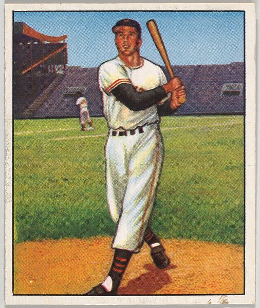 Issued by Bowman Gum Company | Bobby Thomson, Outfield, New York Giants ...