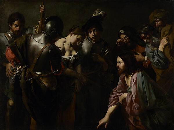 Christ and the Adulteress, Valentin de Boulogne (French, Coulommiers-en-Brie 1591–1632 Rome), Oil on canvas 