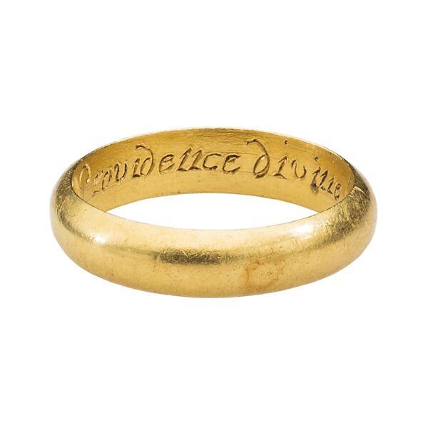 Renaissance Posy Ring “Providence Divine Hath Made Thee Mine”, Gold, British 