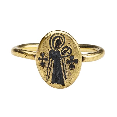 Byzantine Niello Ring of Virgin and Child