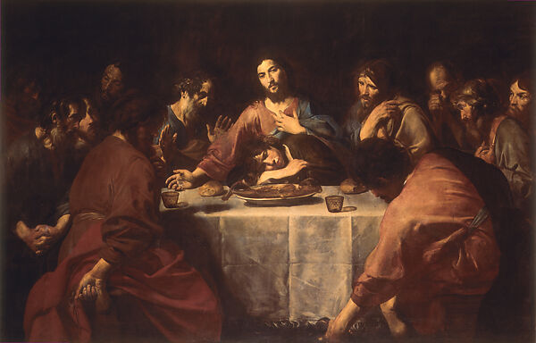 Last Supper, Valentin de Boulogne (French, Coulommiers-en-Brie 1591–1632 Rome), Oil on canvas 