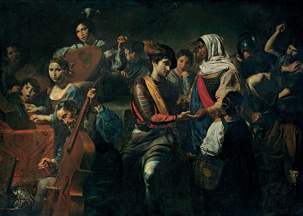 A Musical Company with a Fortune-Teller, Valentin de Boulogne (French, Coulommiers-en-Brie 1591–1632 Rome), Oil on canvas 