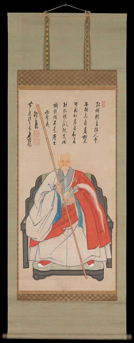 Portrait of Yinyuan Longqi (Ingen Ryūki), Painting by an unidentified artist  , active late 17th century, Hanging scroll; ink and color on paper, Japan