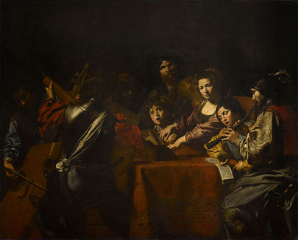 Concert with Eight Figures, Valentin de Boulogne (French, Coulommiers-en-Brie 1591–1632 Rome), Oil on canvas 