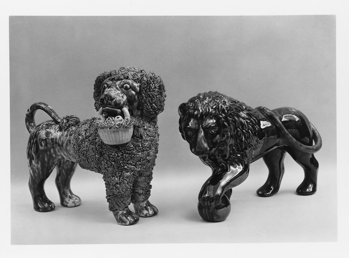 Standing poodle, Attributed to United States Pottery Company (1852–58), Earthenware, American