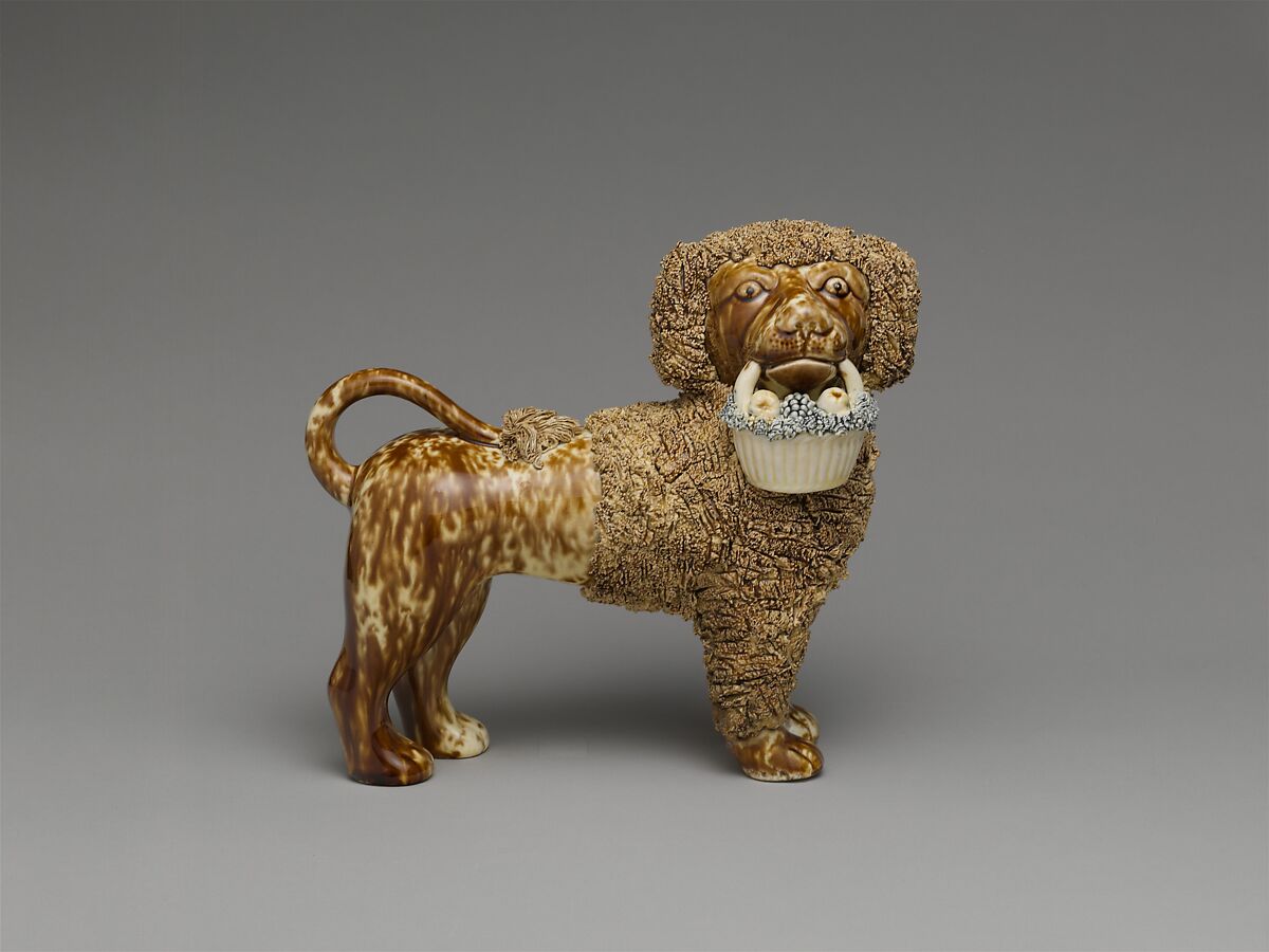 Standing poodle, Attributed to United States Pottery Company (1852–58), Earthenware, American 