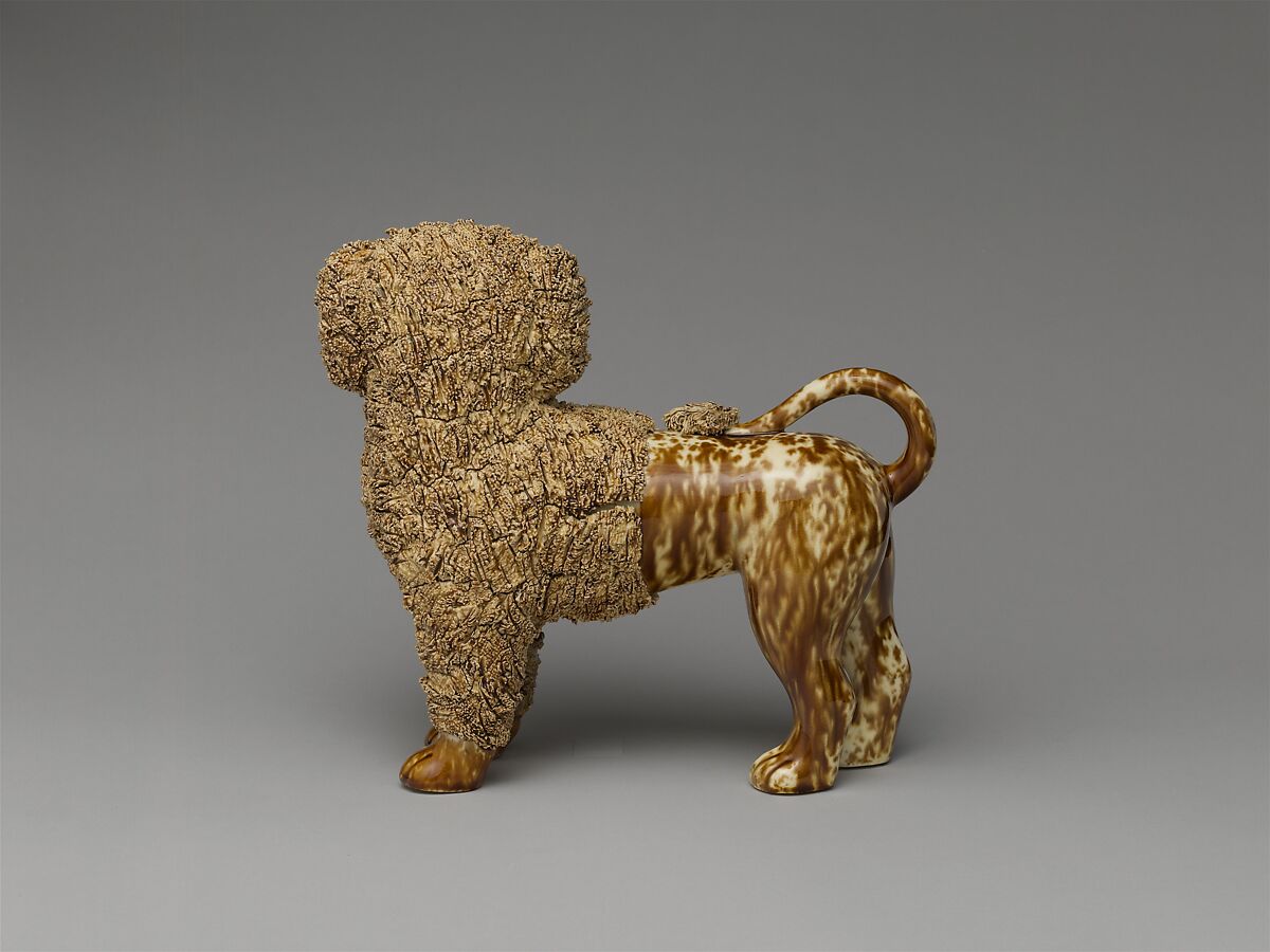 Standing poodle, Attributed to United States Pottery Company (1852–58), Earthenware, American