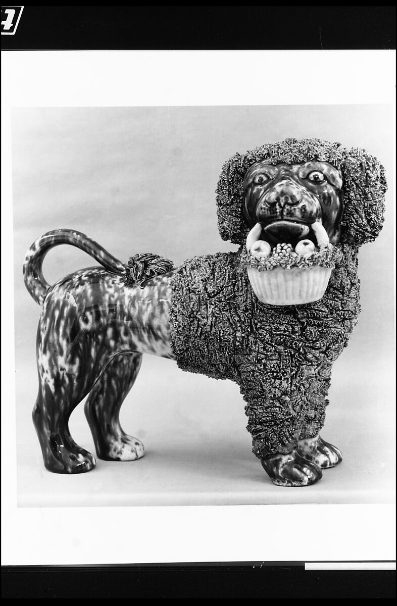 Standing poodle, Attributed to United States Pottery Company (1852–58), Earthenware, American