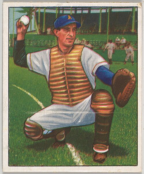 Mike Guerra, Catcher, Philadelphia Athletics, from the Picture Card Collectors Series (R406-4) issued by Bowman Gum, Issued by Bowman Gum Company, Commercial color lithograph 